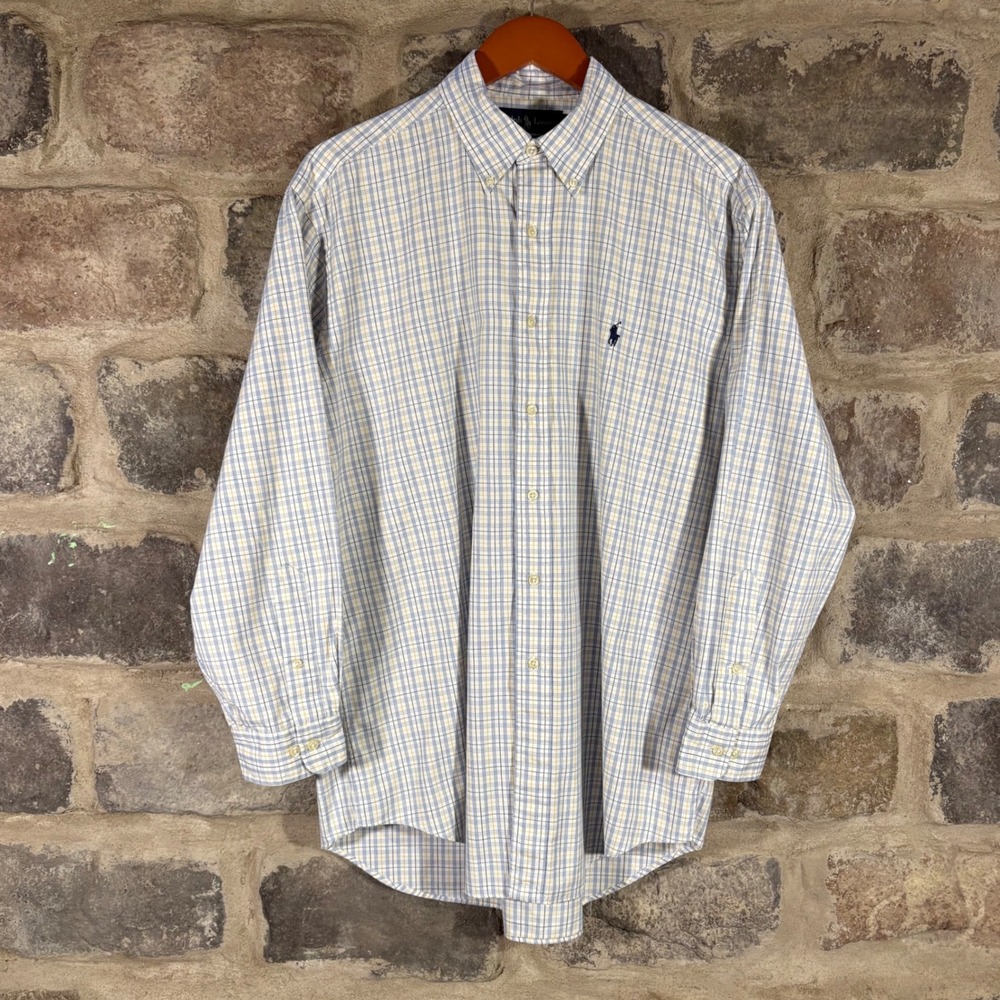 Ralph Lauren Yarmouth Men's Plaid Button Down Shirt 16 32/33 Long Sleeve Career